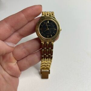 Valentino Gold and Black Watch with Metal Link Band